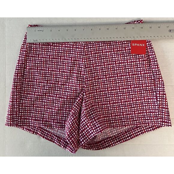 SPANX Sunshine Shorts Sz S Hibiscus Gingham 4” Pull On Functional Front Pockets - Picture 3 of 12